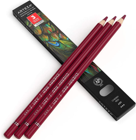 Arteza Expert Colored Pencils, A211 Cherry Red - 3 Pack