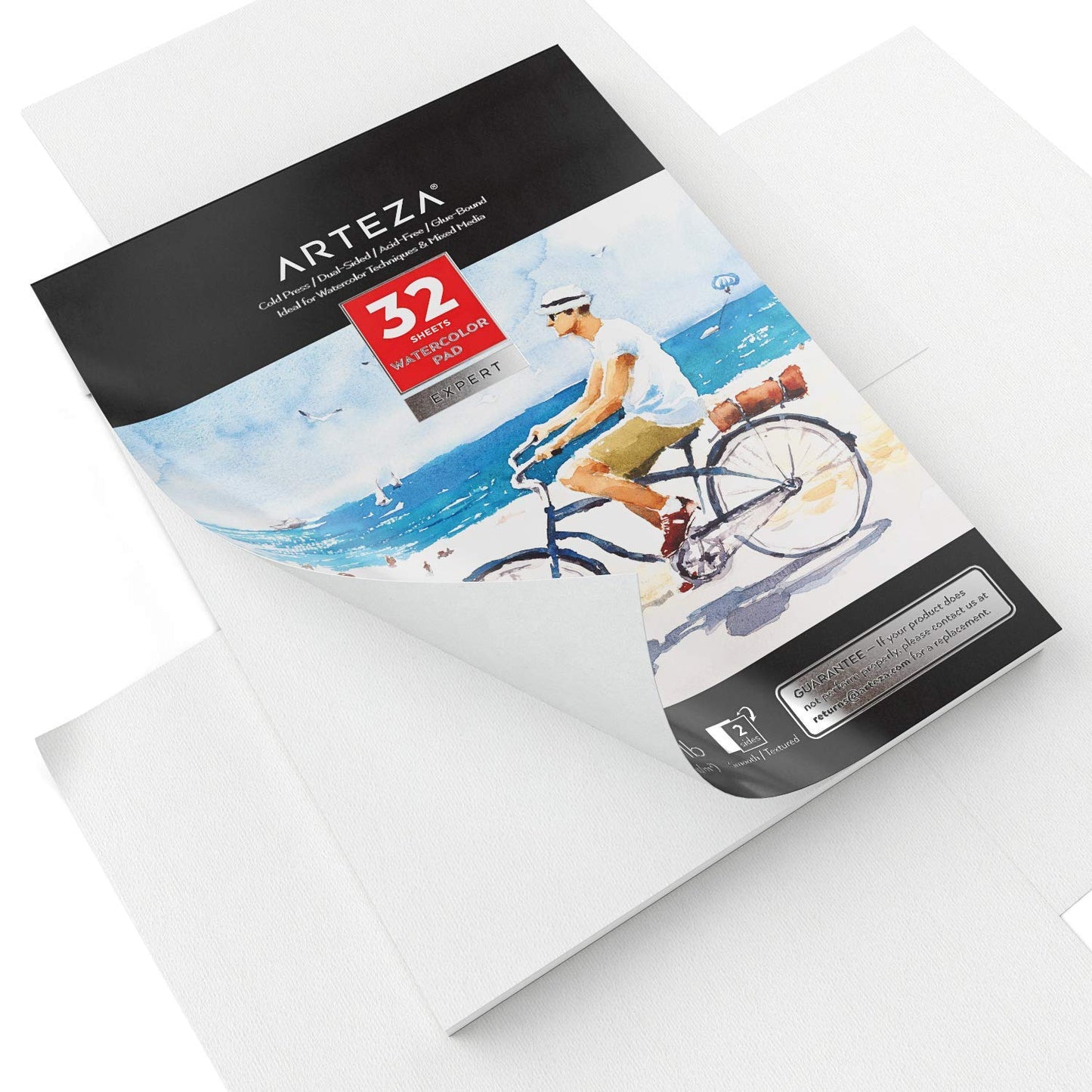 Arteza Expert Watercolor Pad, Cold-Pressed, 9" x 12", 32 Sheets