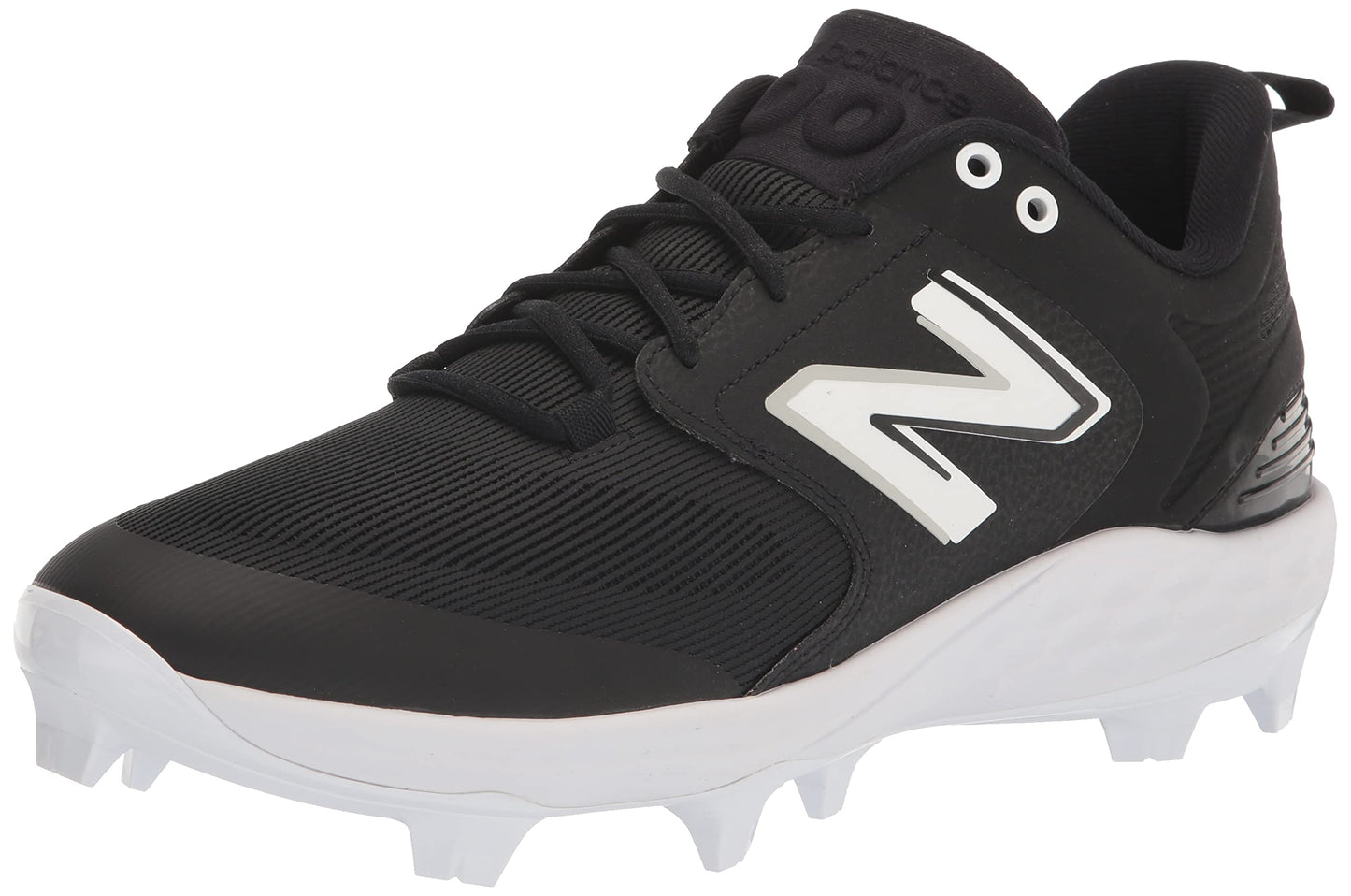 New Balance Men's Fresh Foam 3000 V6 Molded Baseball Shoe, Black/White, 16