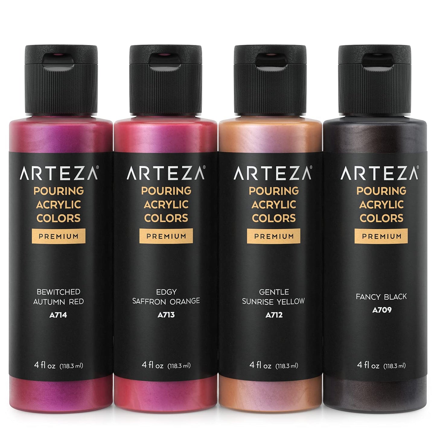 Arteza Pouring Acrylic Paint, Iridescent Enchanted Tones, 4oz Bottles - Set of 4