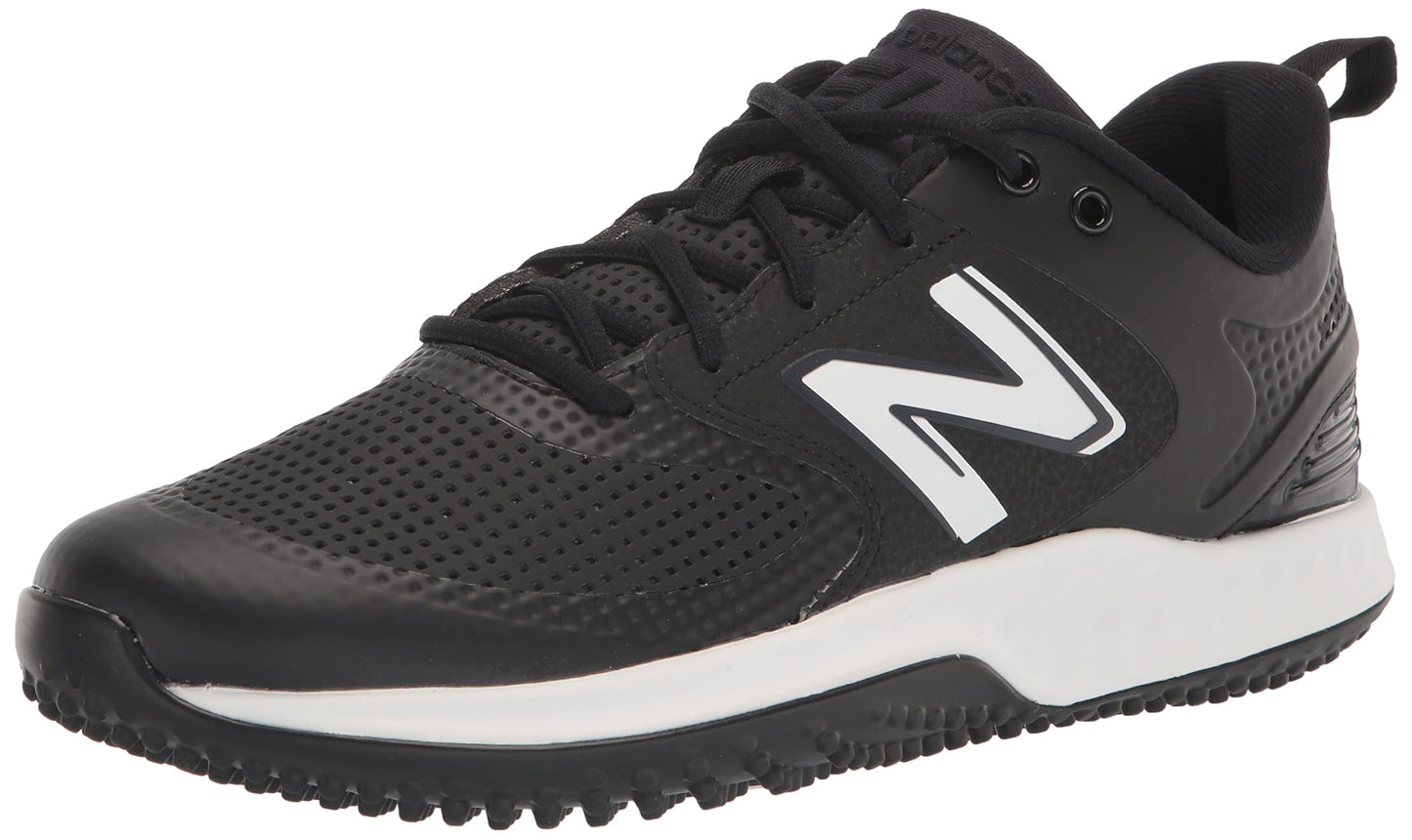 New Balance Women's Fresh Foam Velo V3 Turf-Trainer Softball Shoe, Black/White, 12 Wide