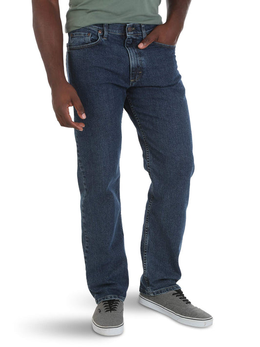 Wrangler Authentics Men's Comfort Flex Waist Relaxed Fit Jean, Dark Stonewash, 34W x 30L