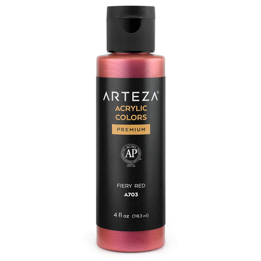 Arteza Iridescent Acrylic Paint, 4oz Bottle - Fiery Red A703