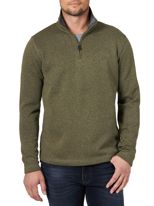 Wrangler Authentics Men's Long Sleeve Fleece Quarter-Zip, Olive Night, XX-Large