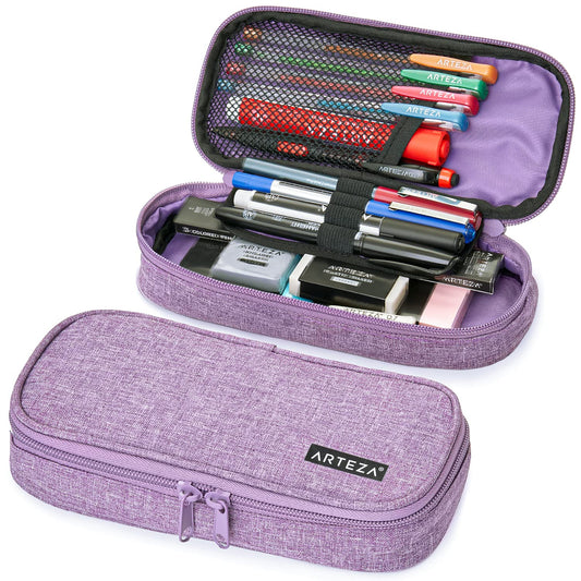 Arteza Pencil Case, Purple, Side Opening Pouch