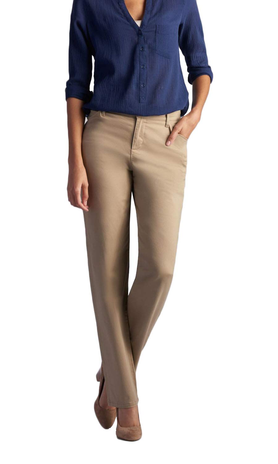 Lee Women's Relaxed Fit All Day Straight Leg Pant Flax 12
