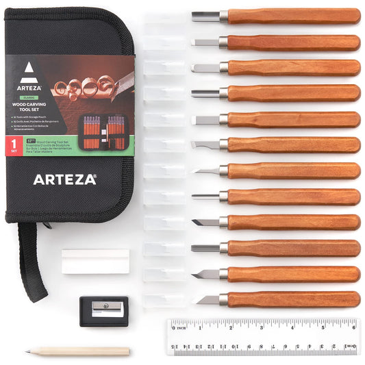 Arteza Wood Carving Tool Kit - Set of 16