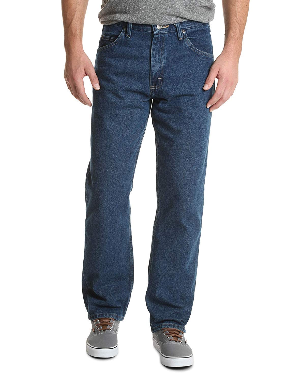Wrangler Authentics Men's Classic 5-Pocket Relaxed Fit Cotton Jean, Dark Stonewash, 34W x 30L