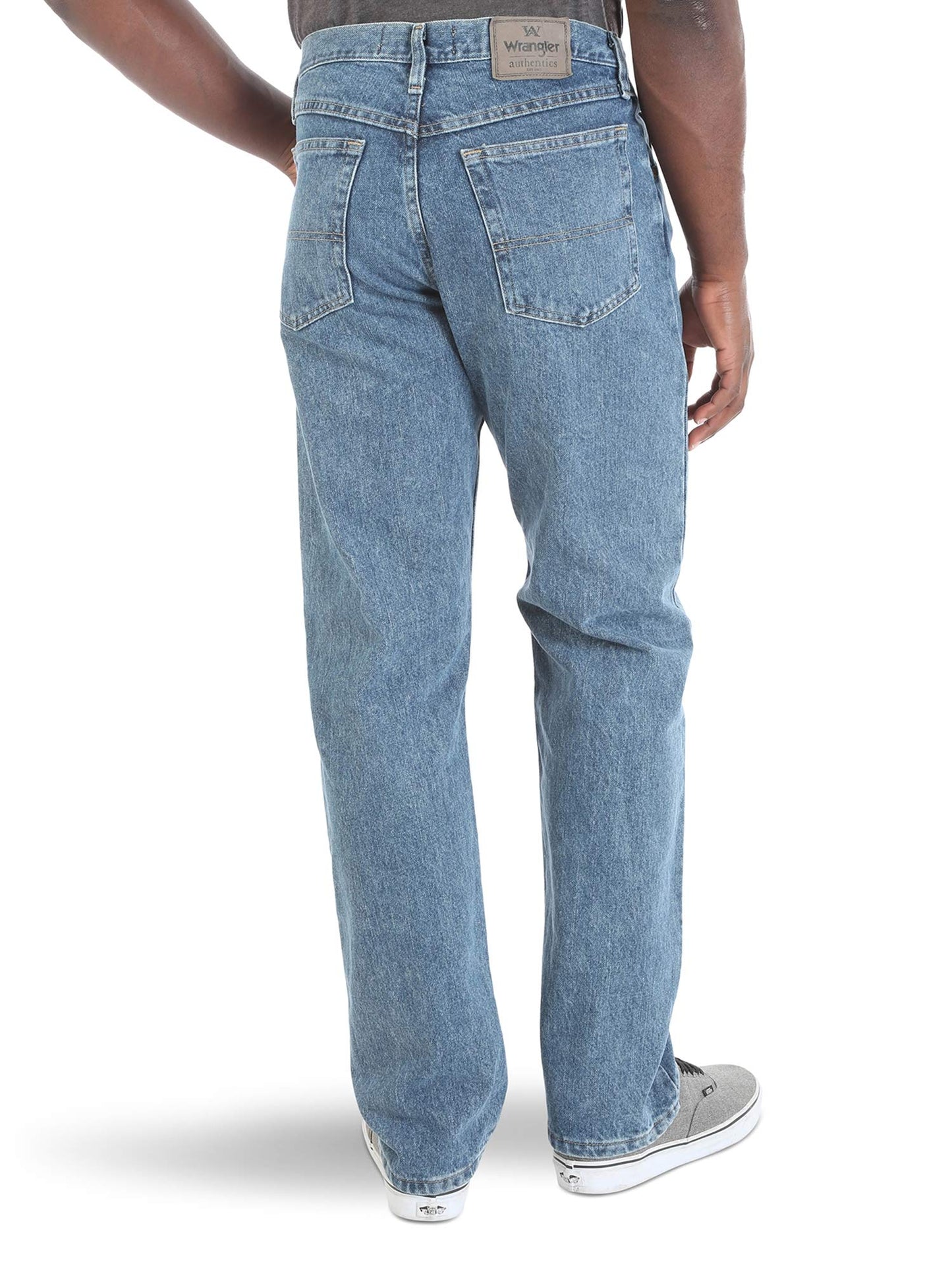Wrangler Authentics Men's Classic 5-Pocket Relaxed Fit Cotton Jean, Vintage Stonewash, 42W x 32L