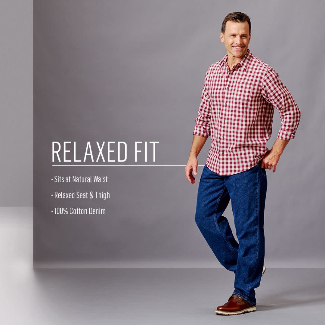 Wrangler Authentics Men's Classic 5-Pocket Relaxed Fit Cotton Jean, Stone Bleach, 38W x 30L