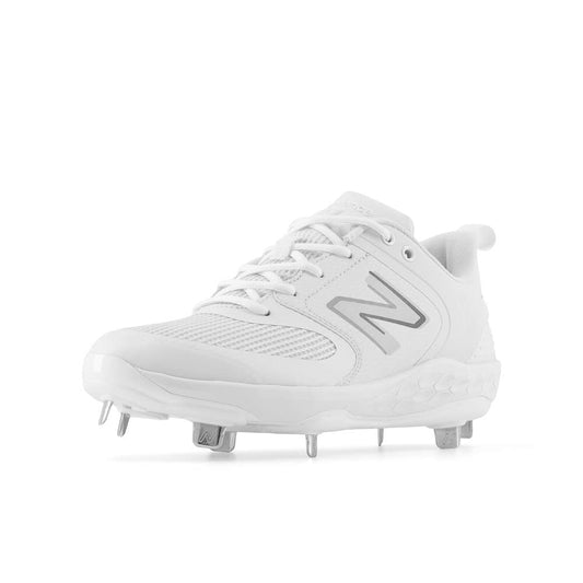 New Balance Women's Fresh Foam Velo V3 Softball Shoe, White/Rain Cloud, 5 Wide