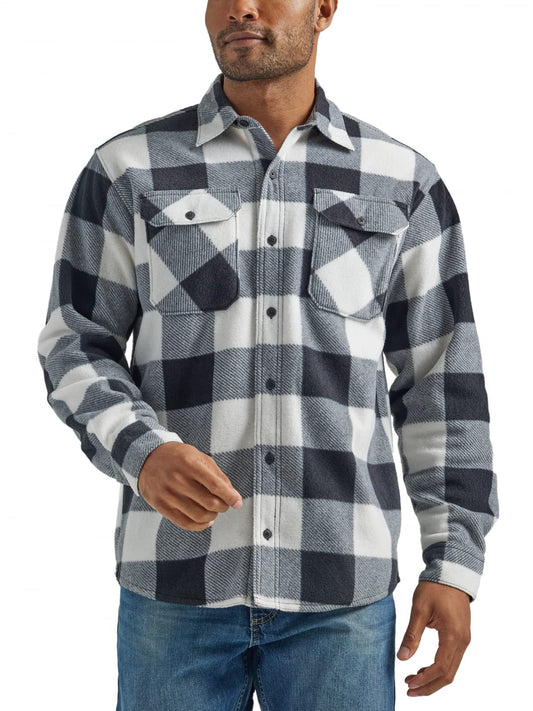 Wrangler Authentics Men's Long Sleeve Heavyweight Fleece Shirt, Birch Buffalo, XX-Large