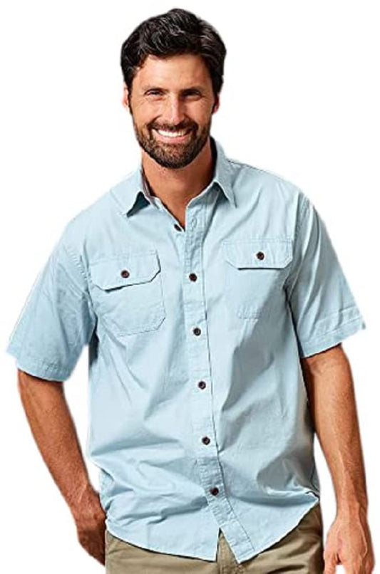Wrangler Authentics mens Short Sleeve Classic Woven Shirt, Light Chambray, X-Large US