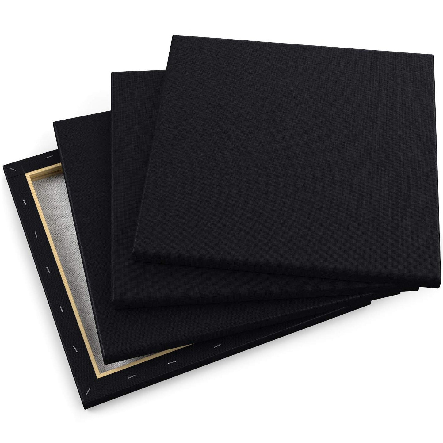 Arteza Classic Stretched Canvas, Black, 12" x 12" - Pack of 8