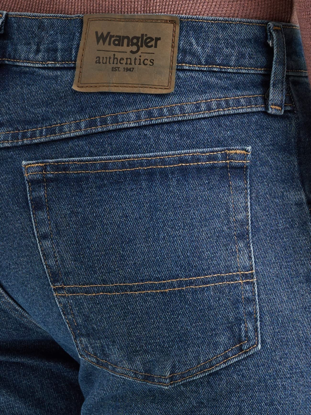Wrangler Authentics Men's Classic 5-Pocket Regular Fit Jean, Dark Stonewash Flex, 33W X 32L