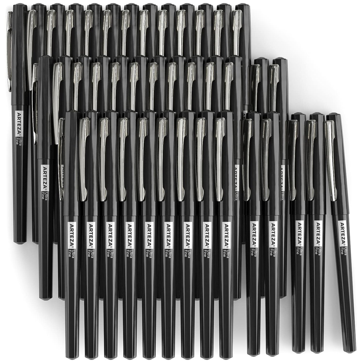 Arteza Permanent Markers, Black, Ultra Fine Tip - Set of 40