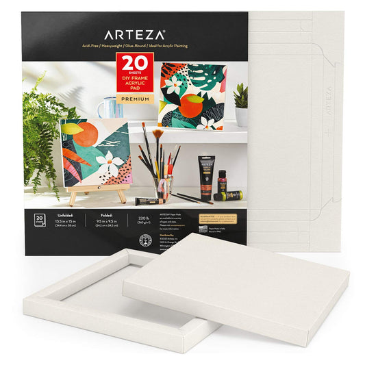 Arteza DIY Foldable Canvas Frame, Acrylic, 9.5" x 9.5" - 20 Sheets