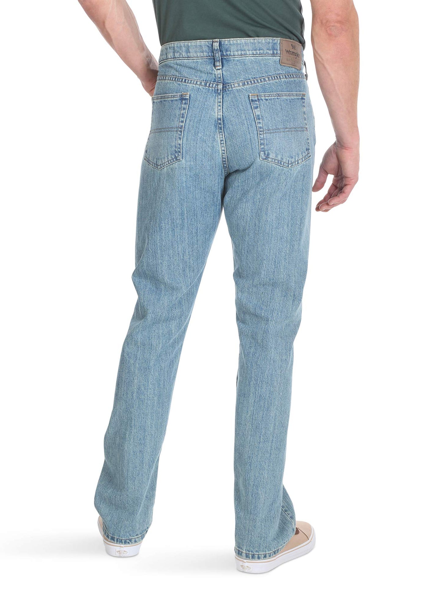 Wrangler Authentics Men's Regular Fit Comfort Flex Waist Jean, Chalk Blue, 42W x 32L