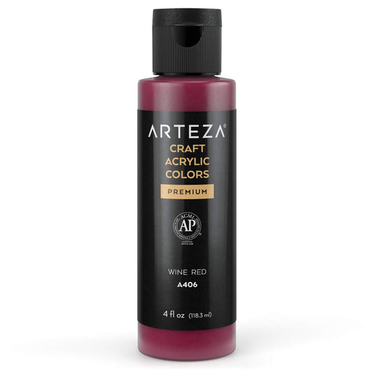 Arteza Craft Acrylic Paint, 4oz Bottle - A406 Wine Red