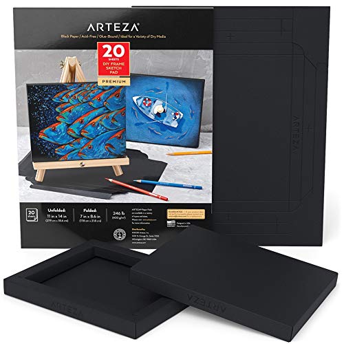 Arteza DIY Foldable Canvas Frame, Black, Sketch, 7" x 8.6"- 20 Sheets