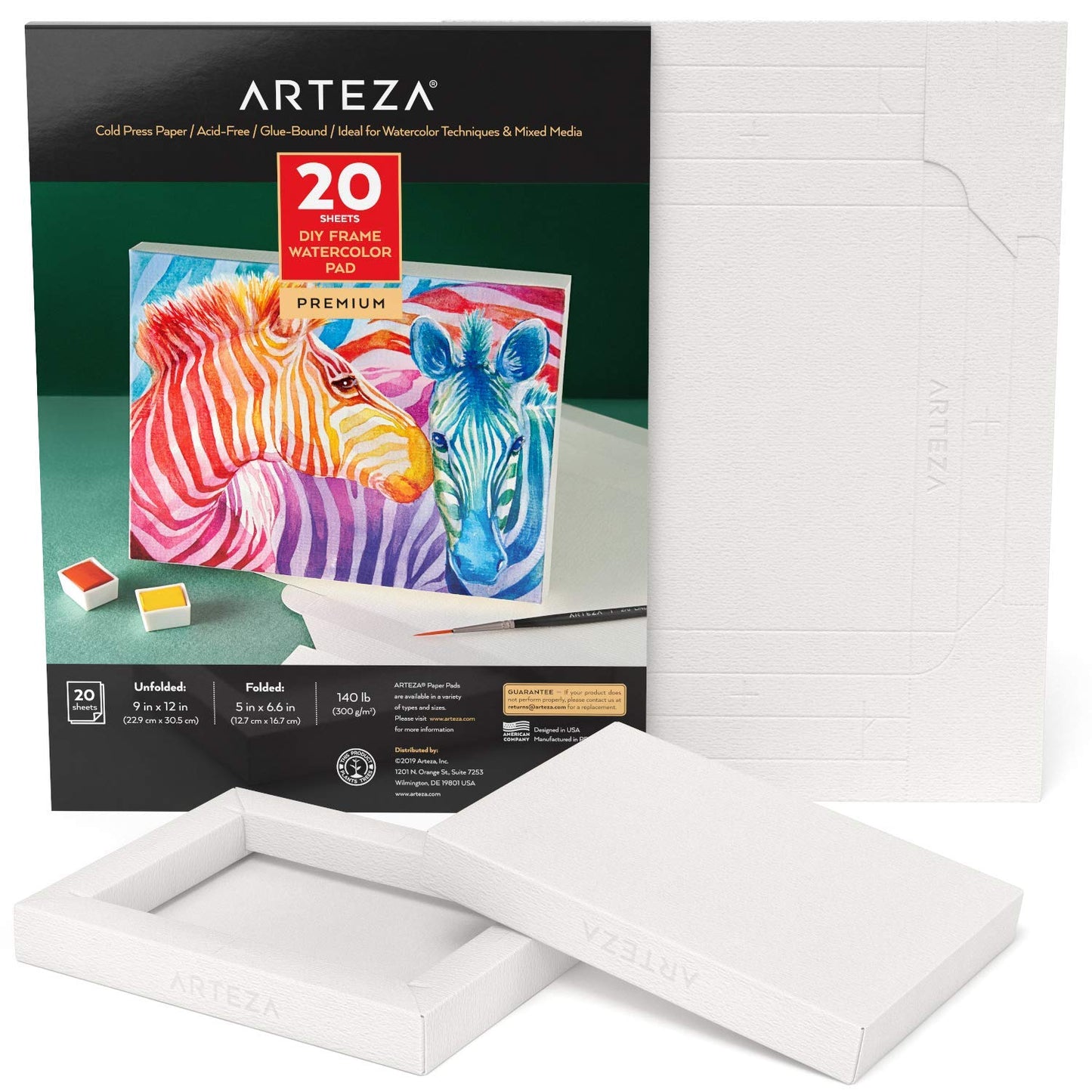 Arteza DIY Foldable Canvas Frame, Watercolor, 5" x 6.6" - 20 Sheets