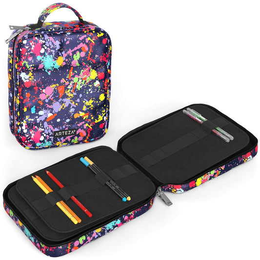 Arteza Pencil Case, Paint Splatter Pattern - 64 Slots