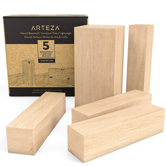 Arteza Basswood Carving Blocks - Set of 5