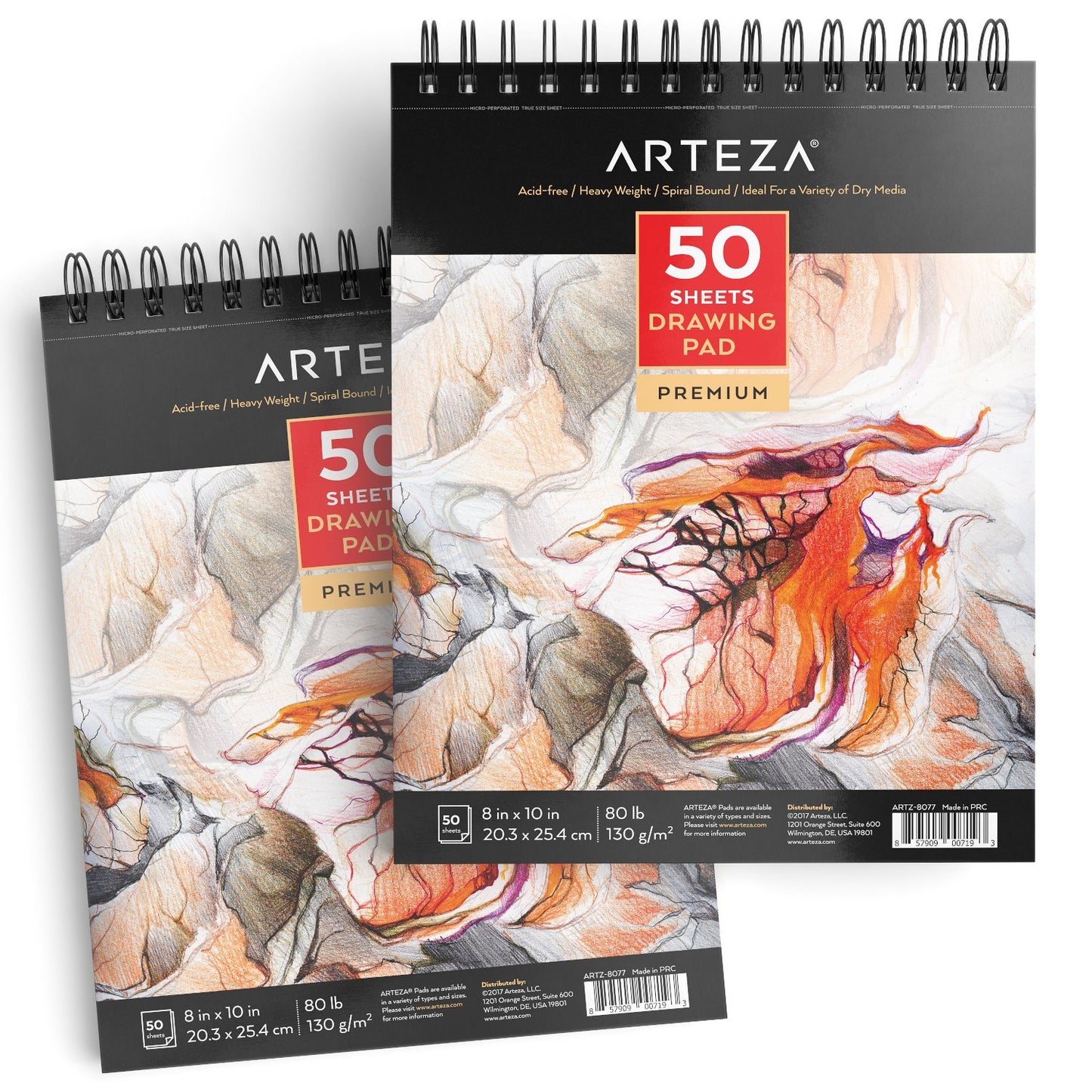 Arteza Drawing Pad, 8" x 10", 50 Sheets - Pack of 2