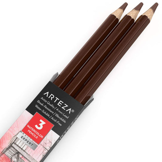 Arteza Expert Watercolor Pencil, A309 Hazelnut Brown - 3 Pack