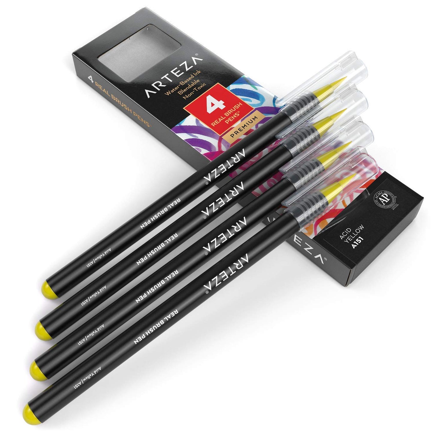 Arteza Real Brush Pens®, A151 Acid Yellow - 4 Pack