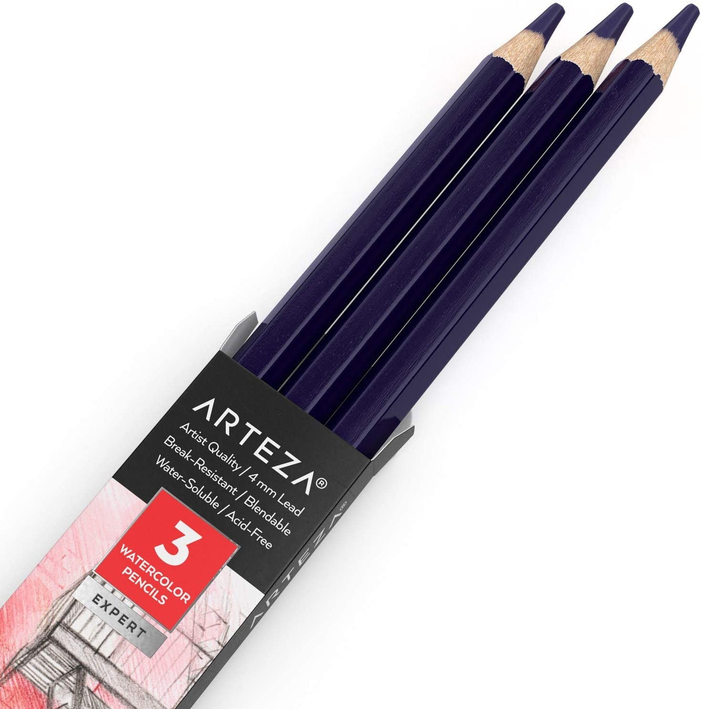 Arteza Expert Watercolor Pencil, A417 Royal Purple - 3 Pack