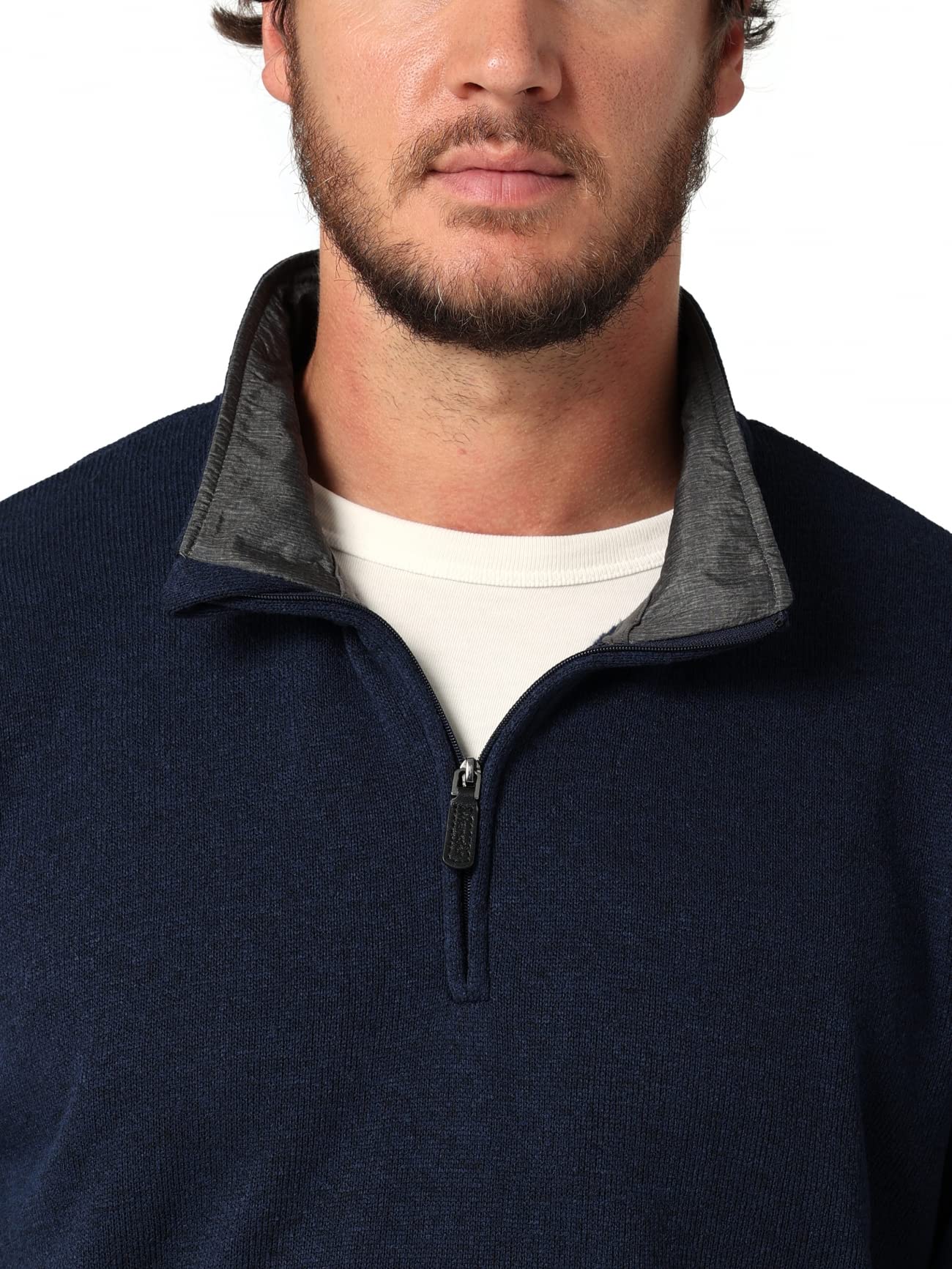 Wrangler Authentics Men's Long Sleeve Fleece Quarter-Zip, Mood Indigo, Small