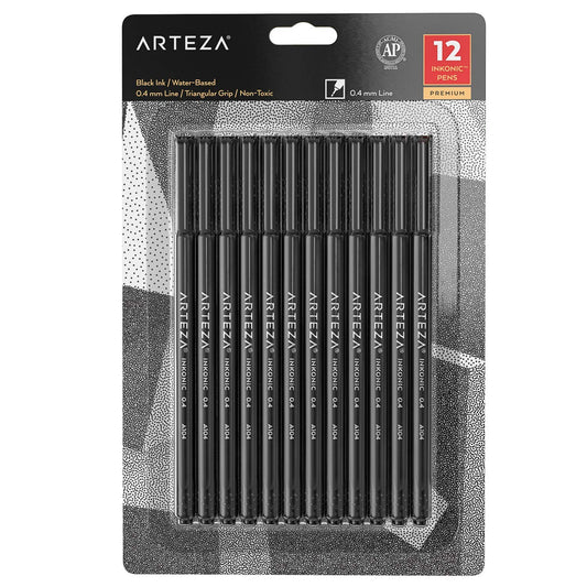 Arteza Inkonic™ Fineliner Pens, Black - Pack of 12