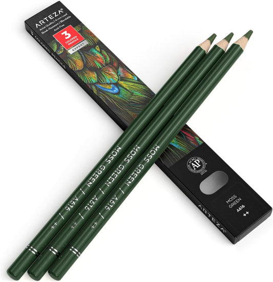 Arteza Expert Colored Pencils, A616 Moss Green - 3 Pack