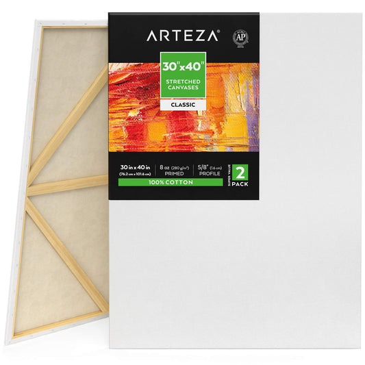 Arteza Classic Stretched Canvas, 30" x 40" - Pack of 2