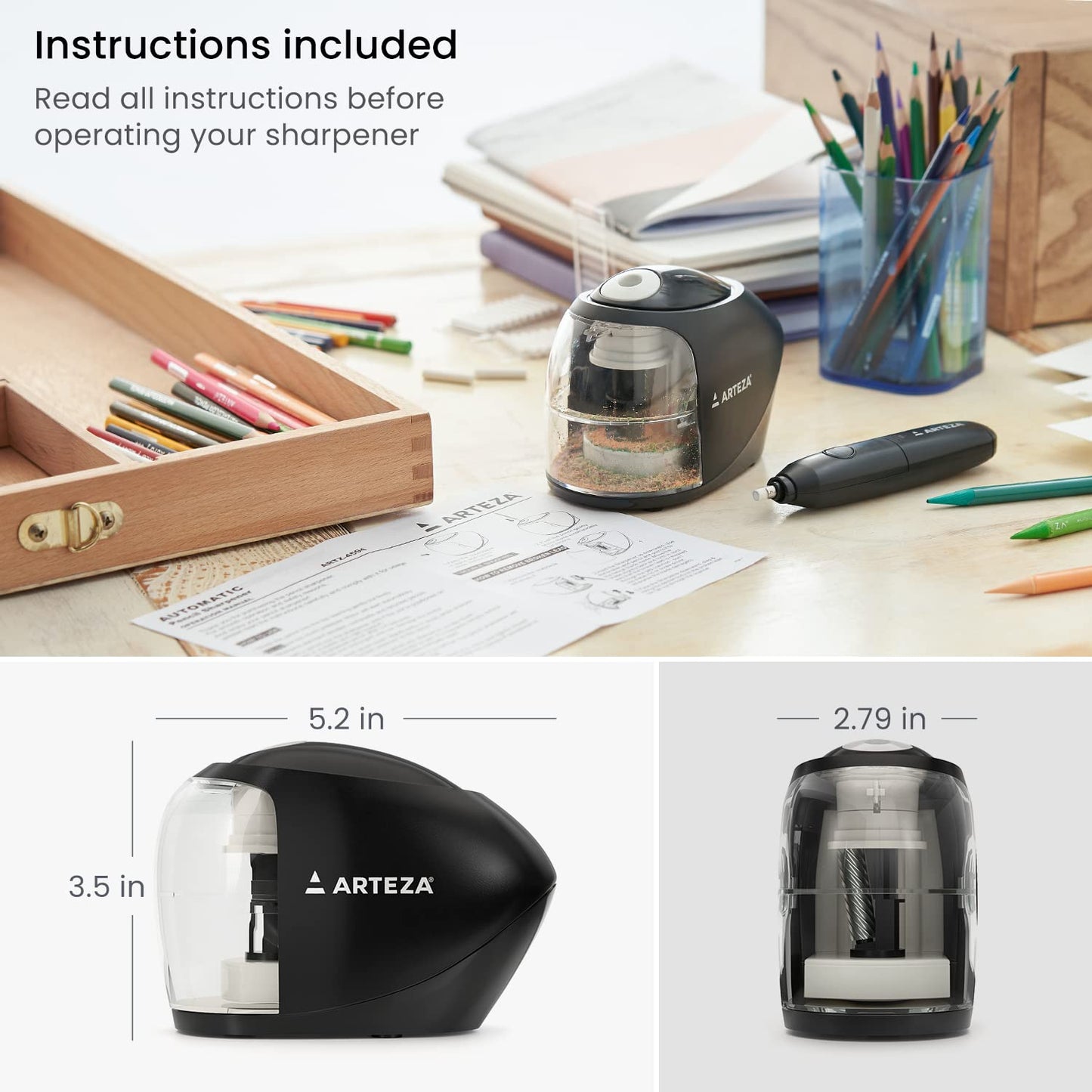 Arteza Pencil Sharpener & Electric Eraser Set