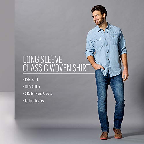 Wrangler Authentics Men's Long Sleeve Classic Woven Shirt, Black Denim, XX-Large