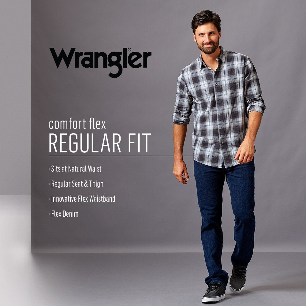 Wrangler Authentics Men's Regular Fit Comfort Flex Waist Jean, Dark Indigo, 36W x 34L