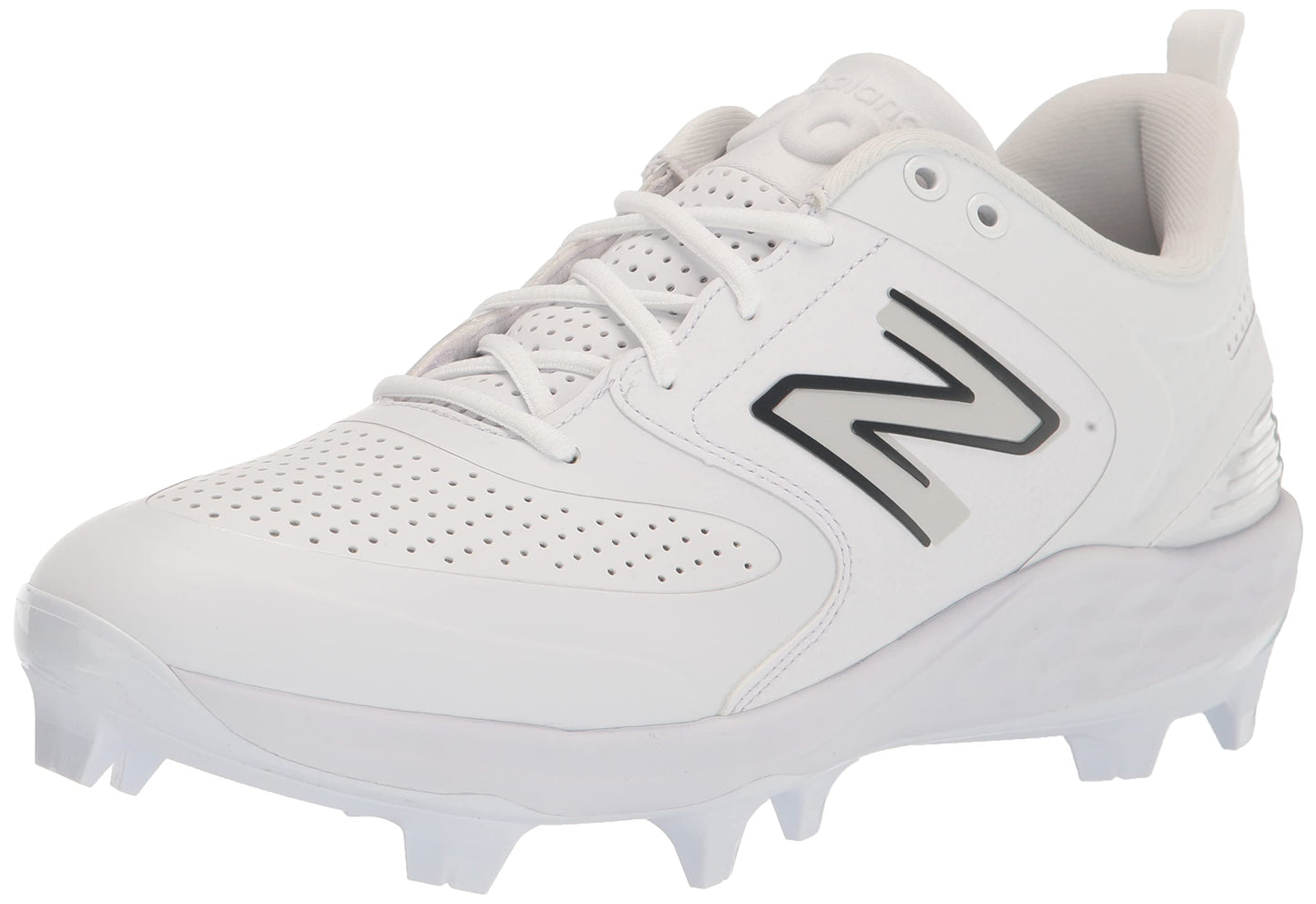 New Balance Men's Fresh Foam 3000 V6 Molded Baseball Shoe, Synthetic White/White, 12.5