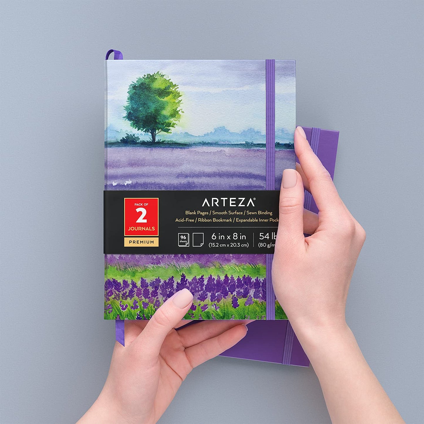 Arteza Lined Journals, Lavender Field Design - Pack of 2