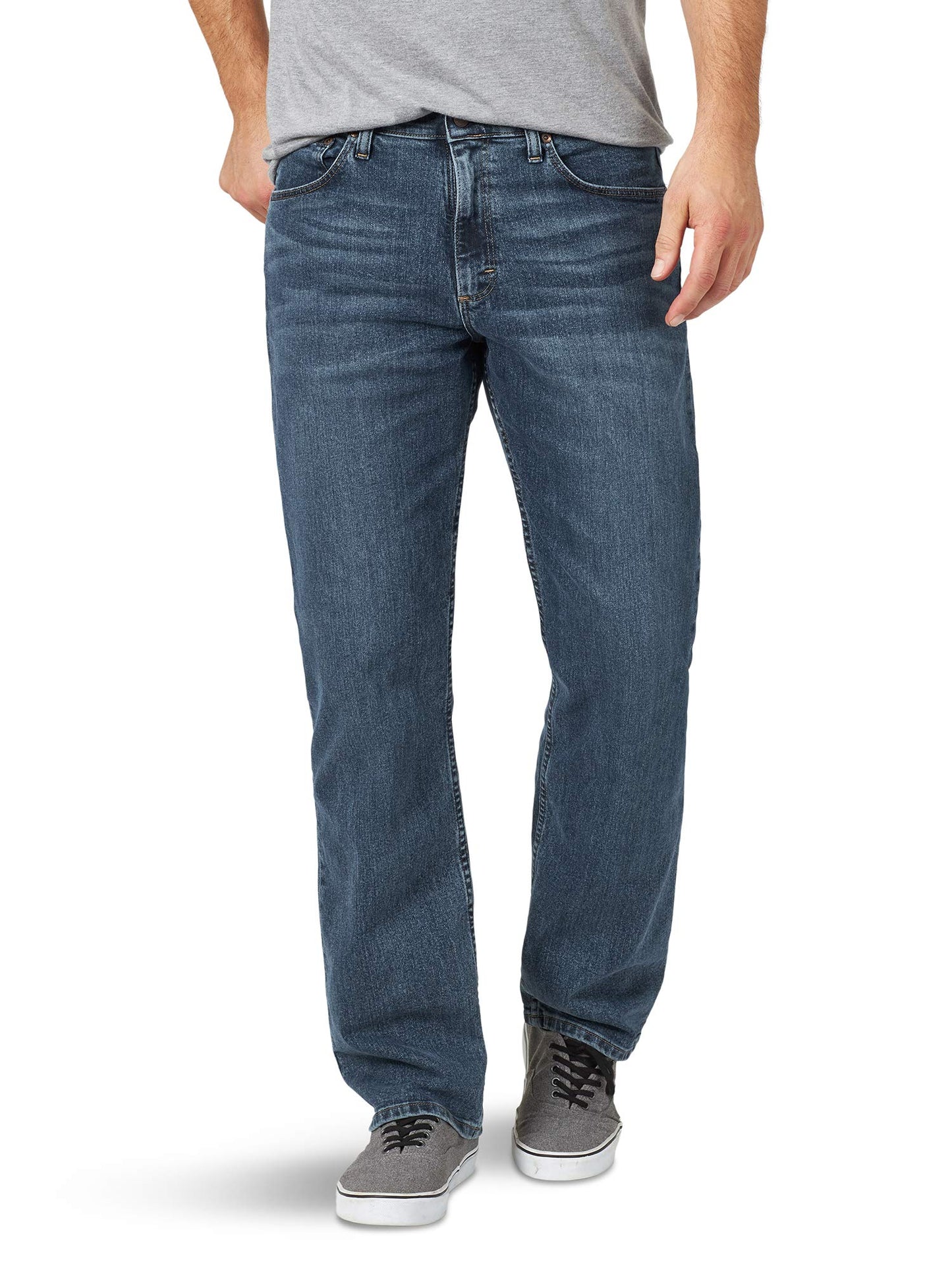 Wrangler Authentics Men's Comfort Flex Waist Relaxed Fit Jean, Smoke, 34W X 30L