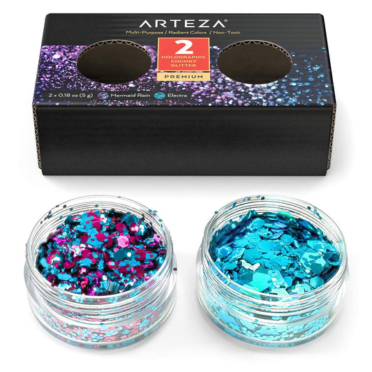 Arteza Holographic Chunky Glitter, Set of 2