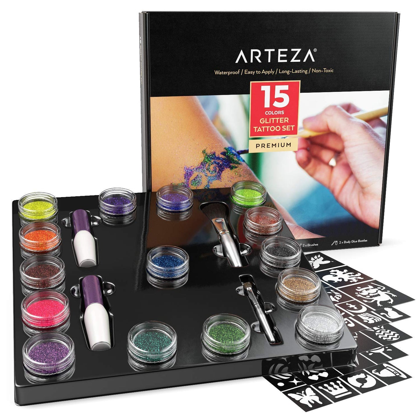 Arteza Body Glitter Tattoo Set