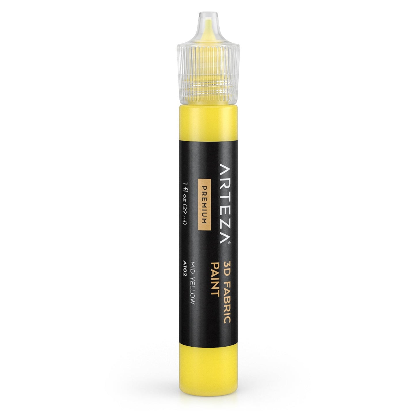 Arteza 3D Fabric Paint, 29ml Bottle - Mid Yellow A102