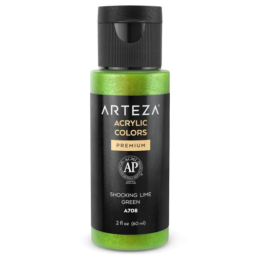 Arteza Iridescent Acrylic Paint, 2oz Bottle - Shocking Lime Green Y9