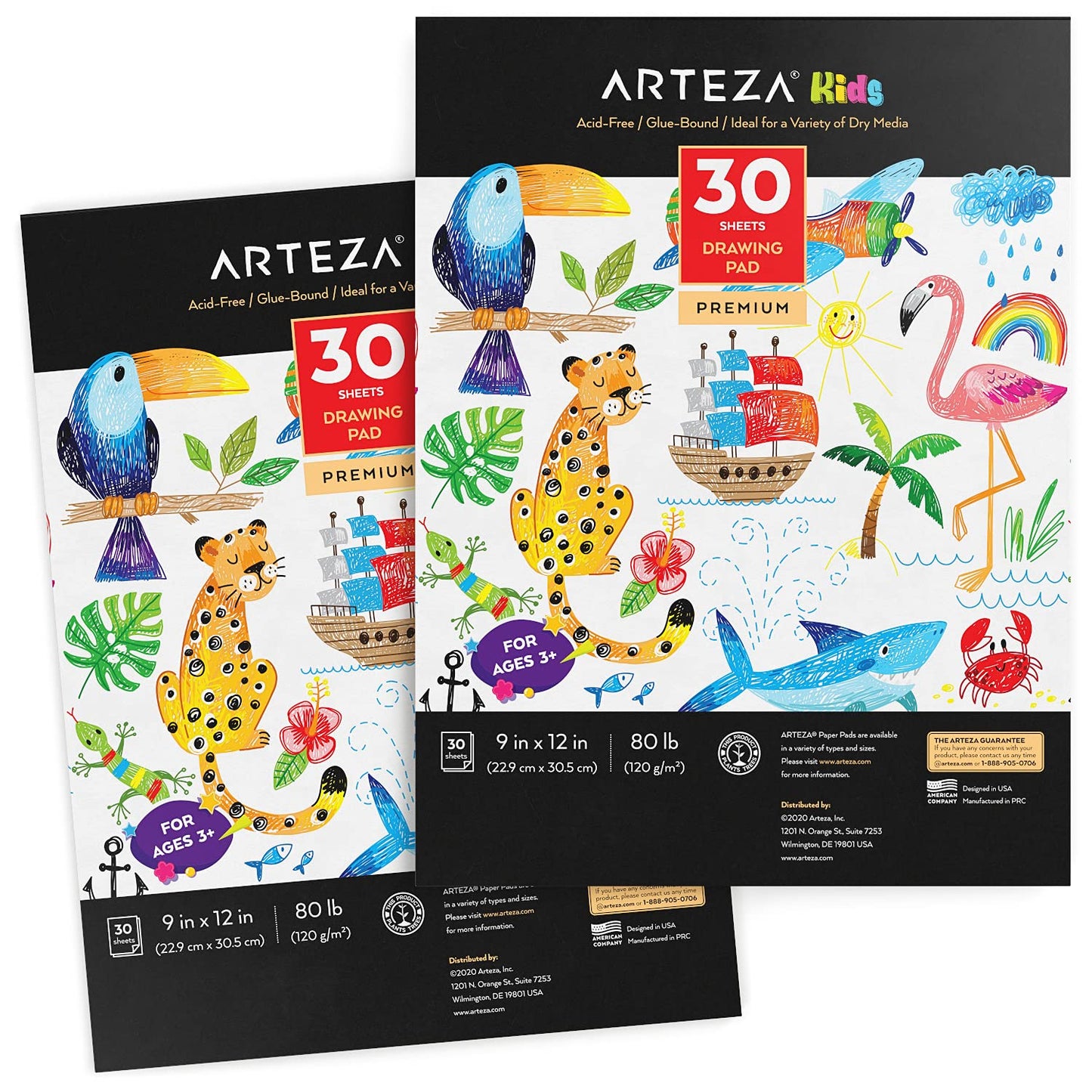 Arteza Kids Drawing Pad, 9" x 12" - Set of 2