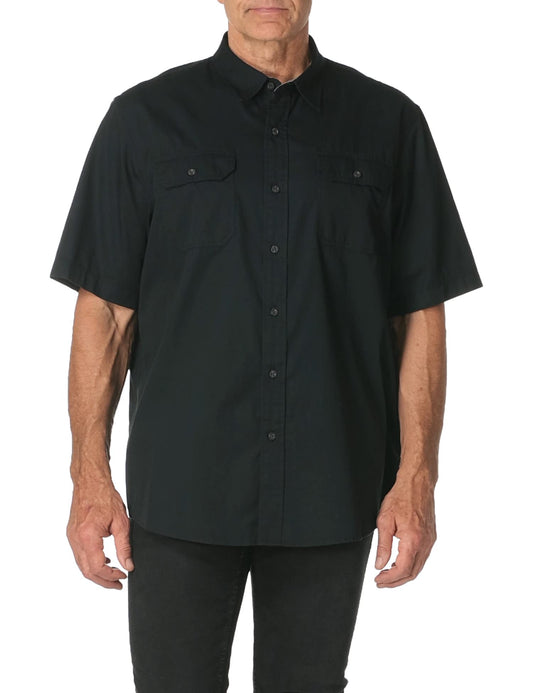 Wrangler Authentics mens Short Sleeve Classic Woven button down shirts, Caviar, Large US
