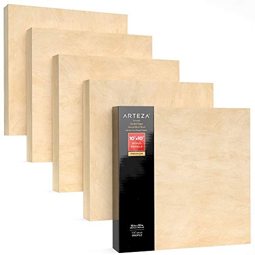 Arteza Wood Panels, 10" x 10" - Pack of 5