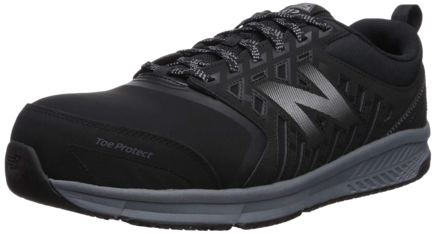 New Balance Men's 412 V1 Alloy Toe Industrial Shoe, Black/Silver, 14 W US