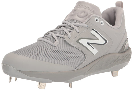 New Balance Men's Fresh Foam X 3000 V6 Metal Baseball Shoe, Grey/White, 14
